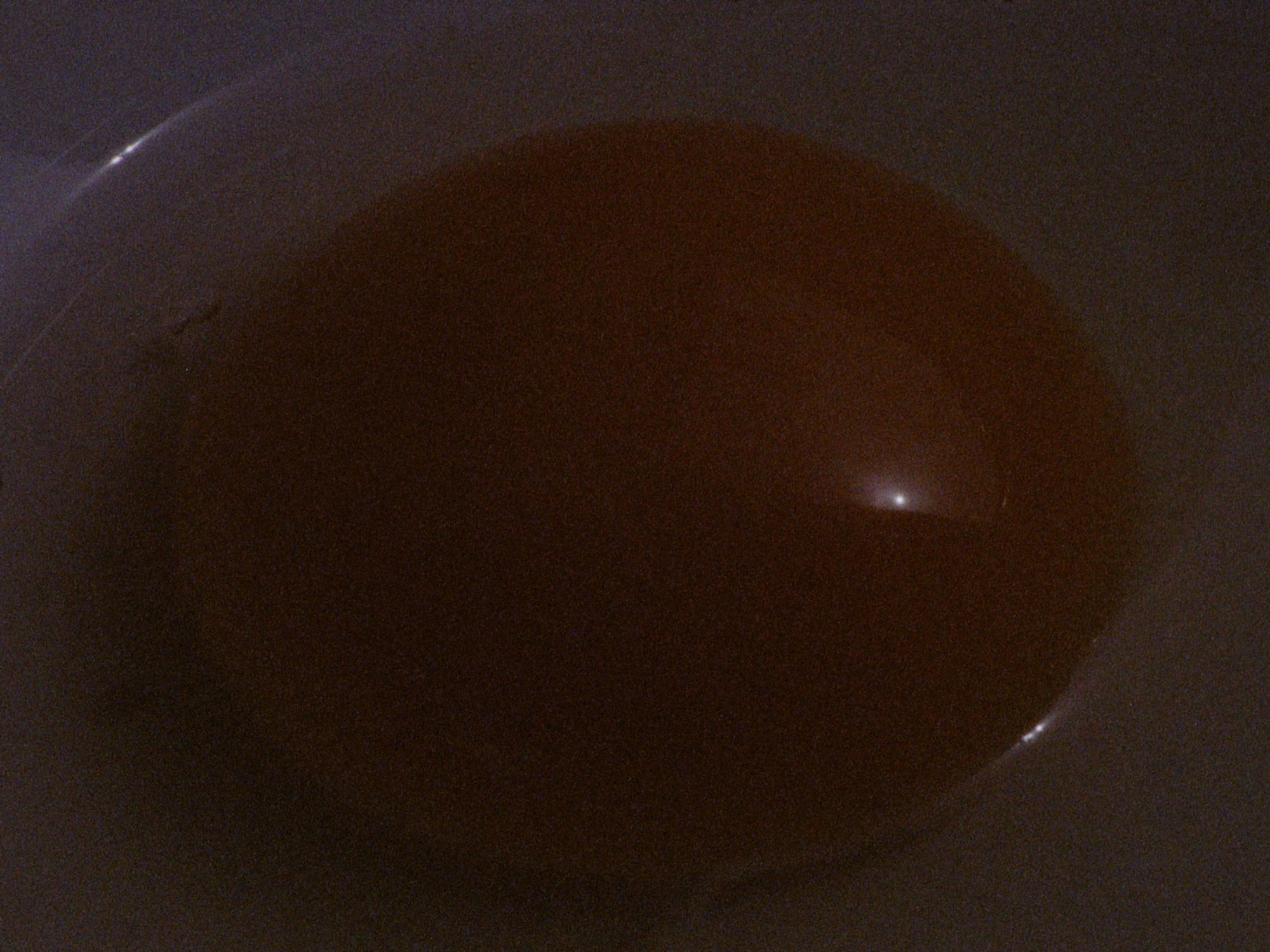 16mm film still: an egg yolk in the dark